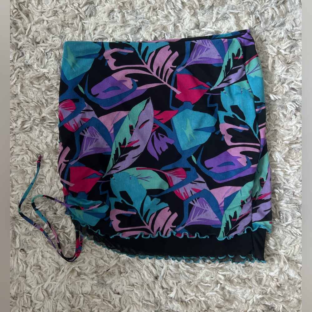 floral skirt with cinch tie side